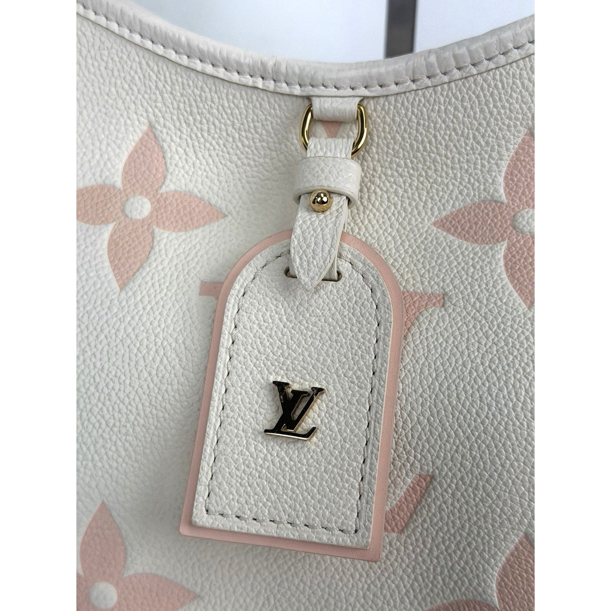 Louis Vuitton CarryAll Bag PM White Pink Giant Monogram Empreinte Leather NFC D7
