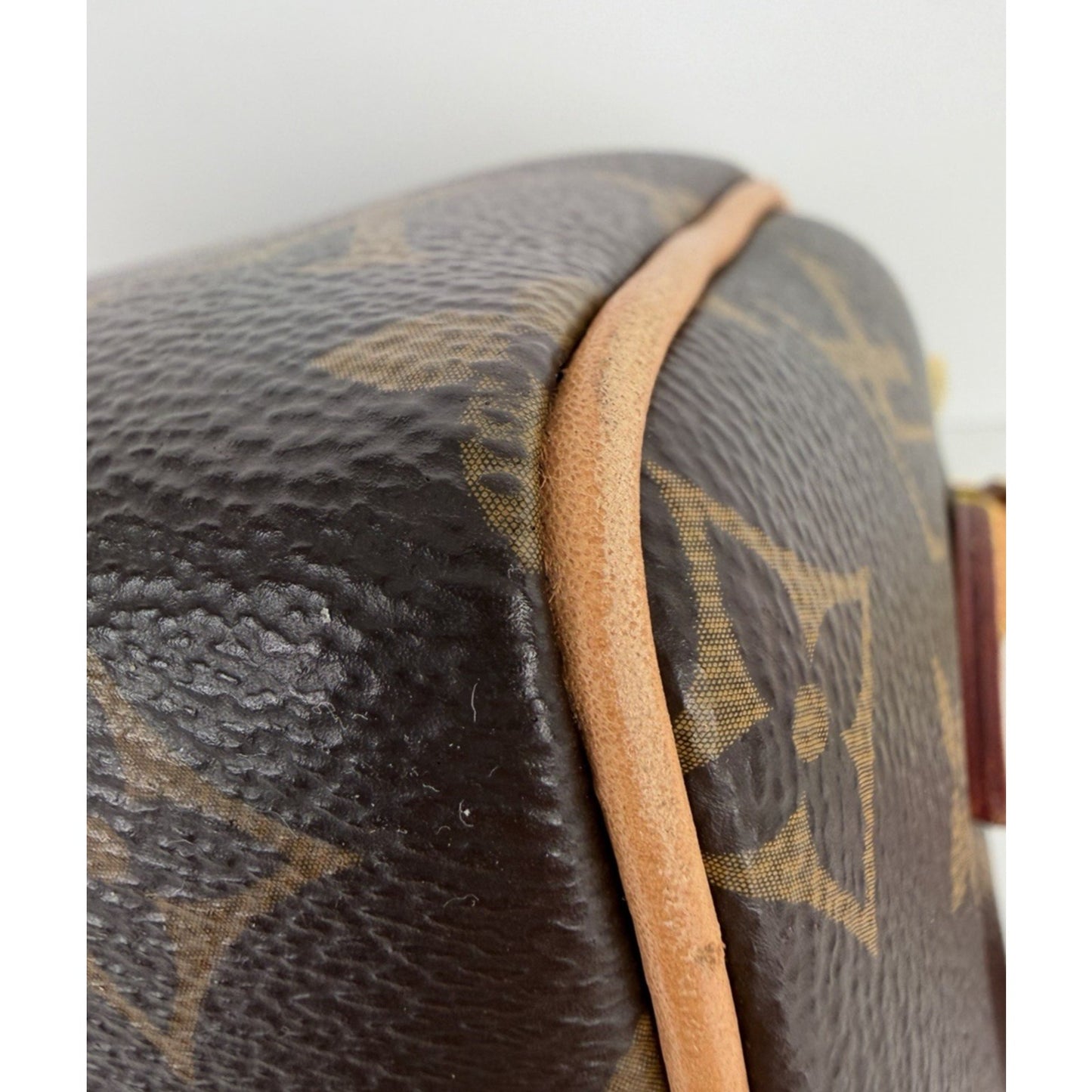 Louis Vuitton Speedy 20 HandBag Bandouliere Monogram Canvas & Pink Strap NFC E1