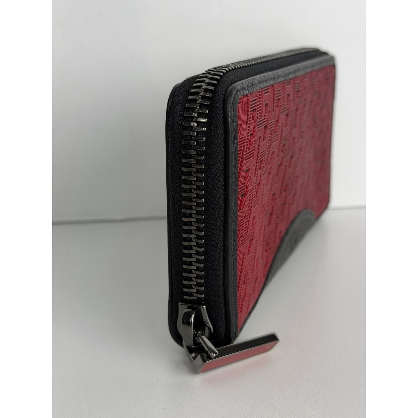 Christian Louboutin Panettone Wallet Black Leather Body & Red Monogram Canvas K3