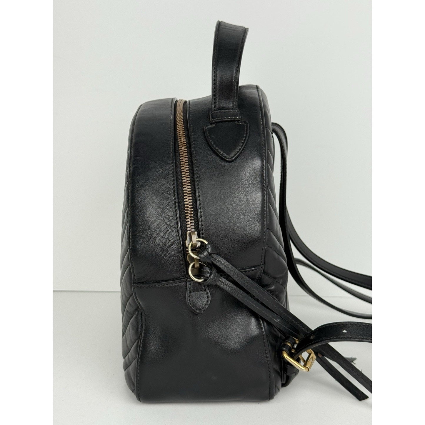 GUCCI Calfskin Matelassé GG Marmont Dome Backpack Black