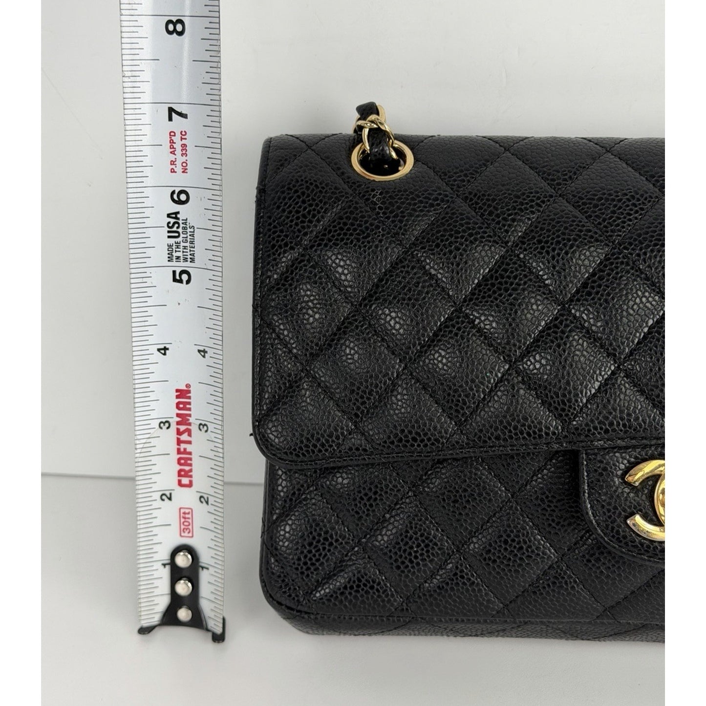 Chanel Classic Bag Black Grained Calfskin Leather & Gold-Tone Hardware D1