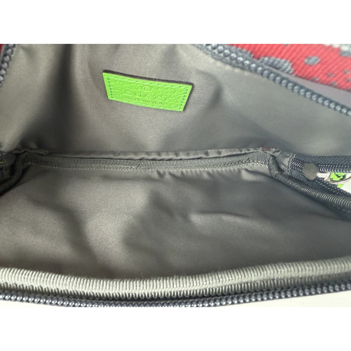 Gucci GG Jersey Nylon and Rubber Belt Bag in Red/Grey/Neon S19