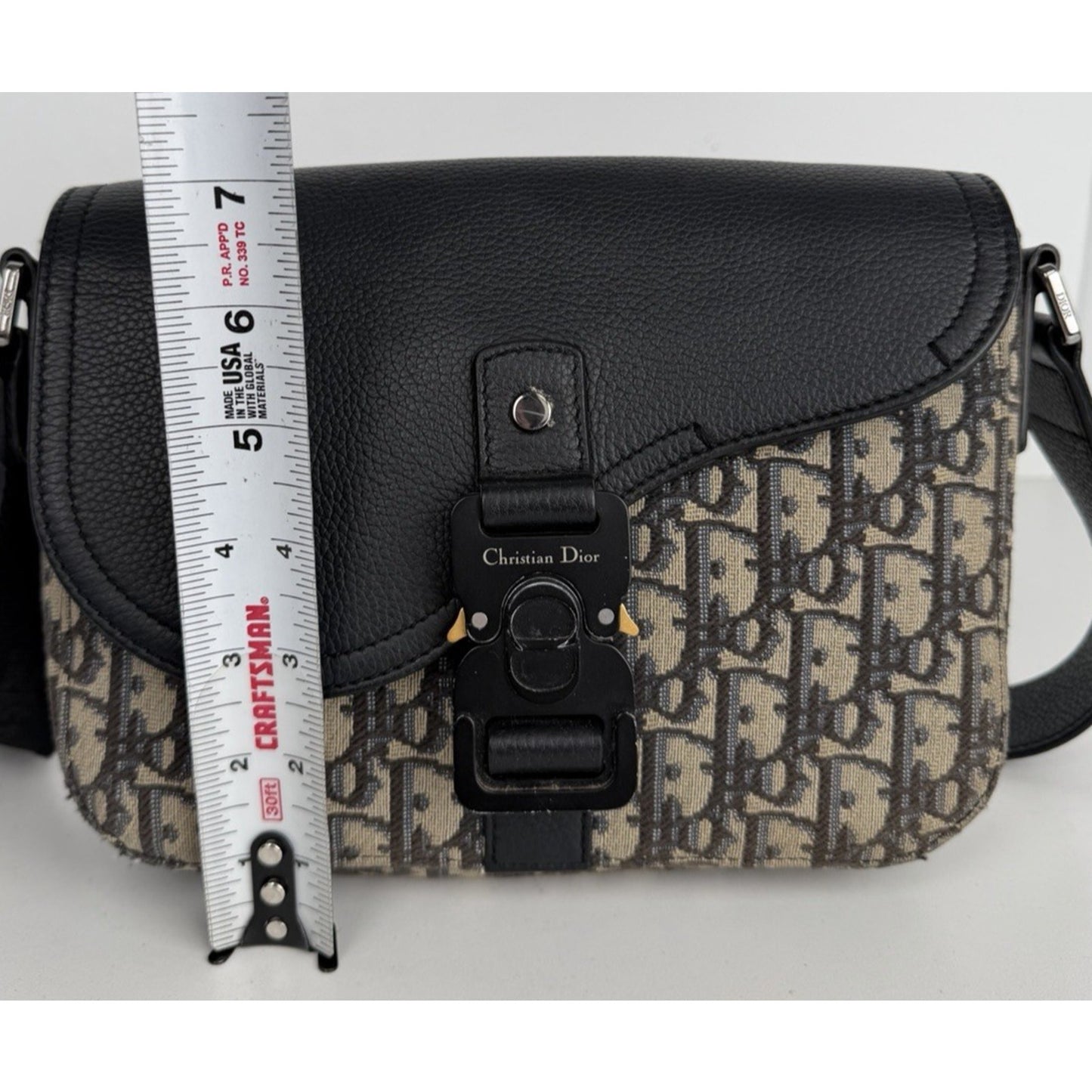 Christian Dior Small Saddle Messenger Bag Beige Dior Oblique Jacquard Canvas D4