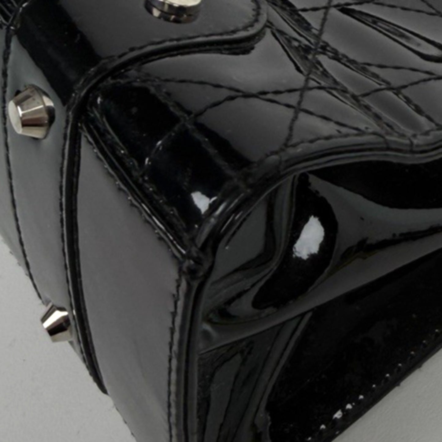 Christian Dior East-West Lady Dior Cannage Shoulder Bag 2005 Black Leather S09