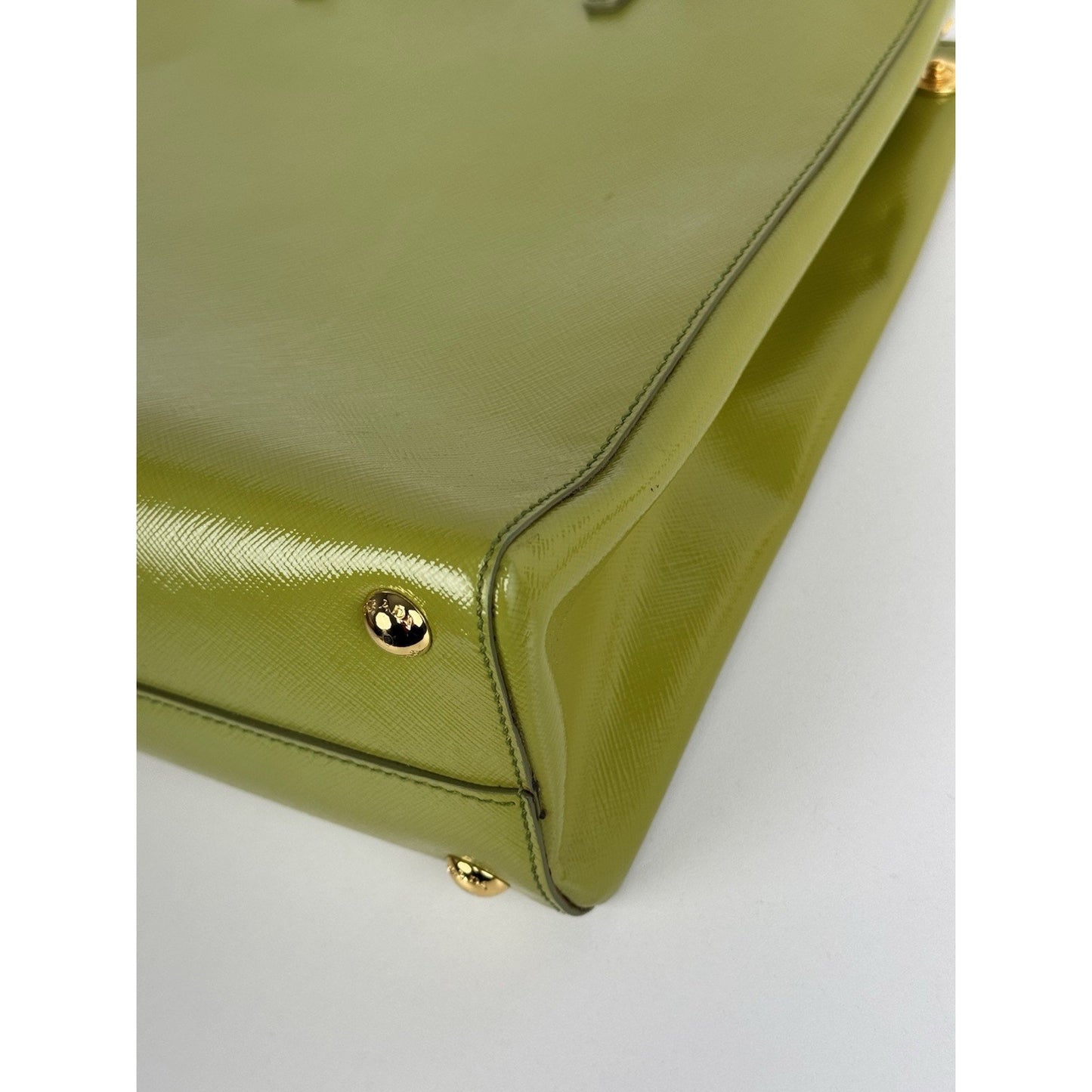 Prada Saffiano Leather Tote Bag Green with Gold Hardware D-1