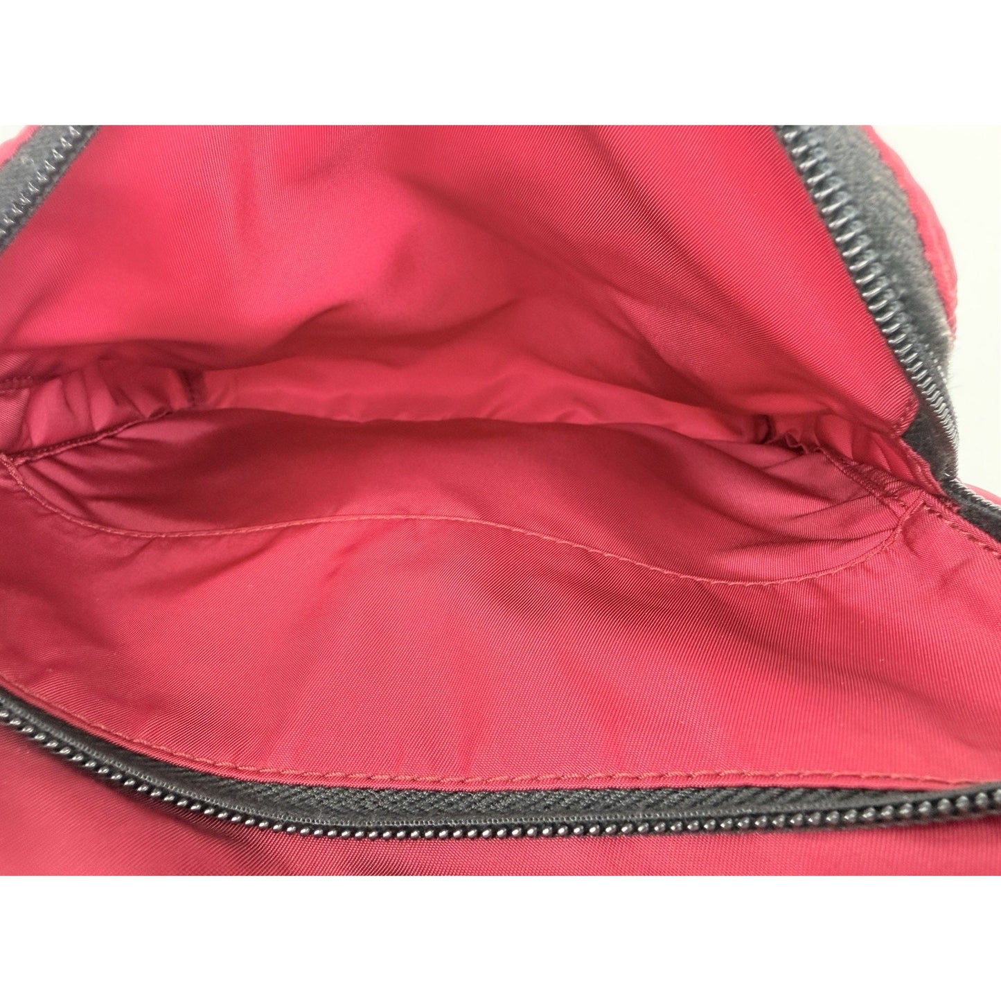 Prada New Vela Studded Messenger Medium in Cherry Red Nylon and Leather Trim S