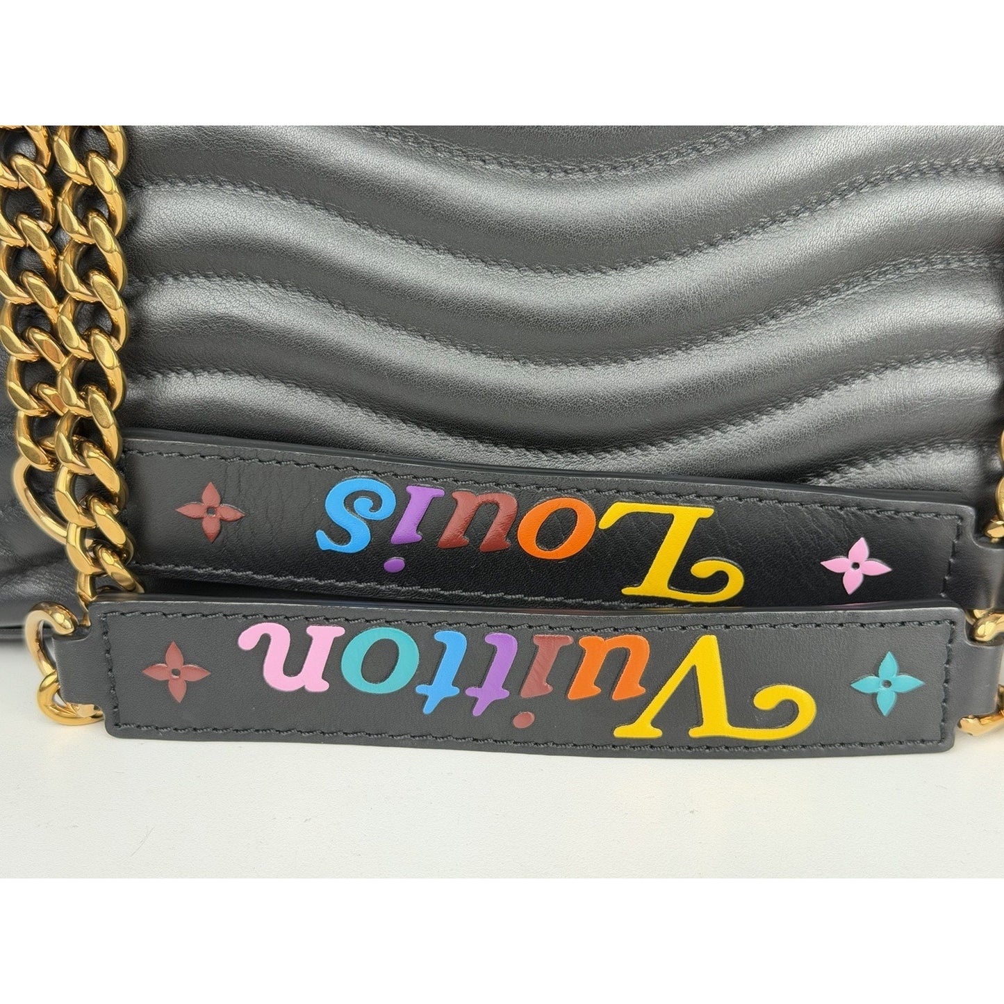 Louis Vuitton New Wave Chain Tote Black Quilted Calfskin Leather Microchipped E2