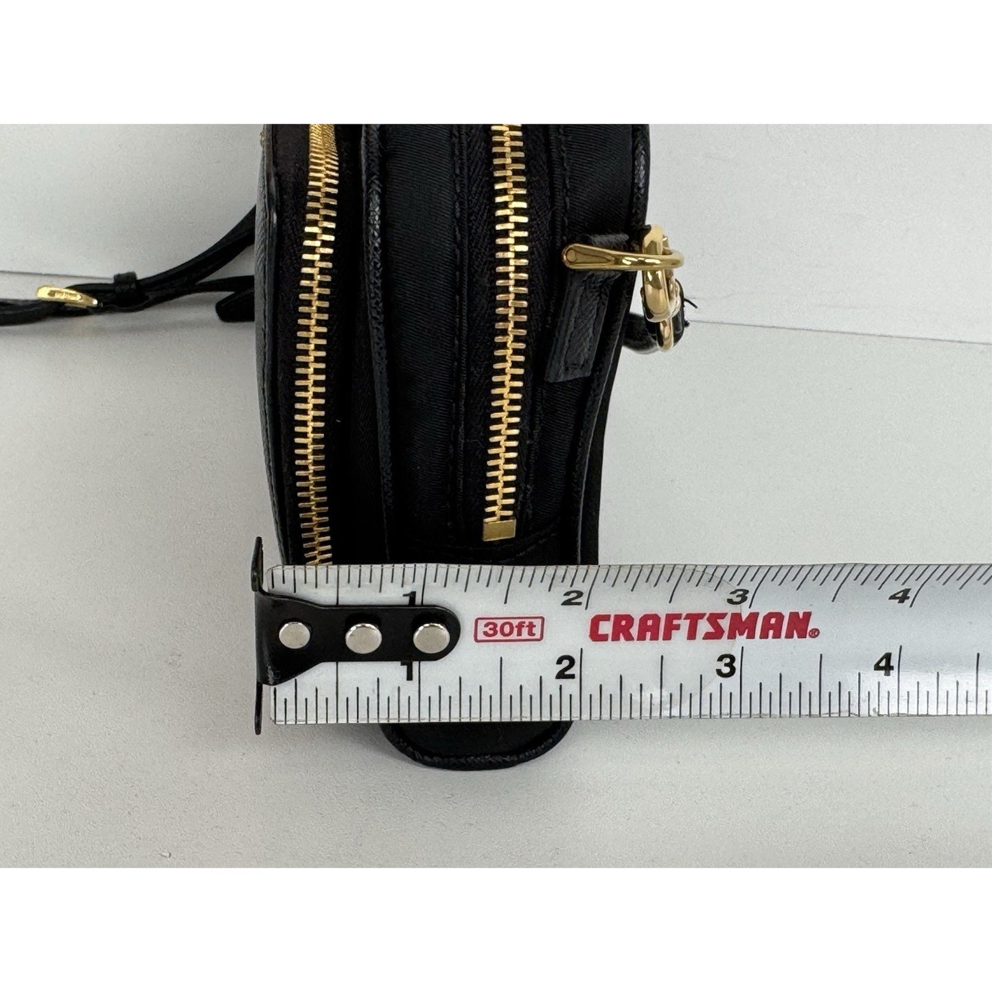 Prada Saffiano Leather Mini Double Zip Crossbody Black B-6