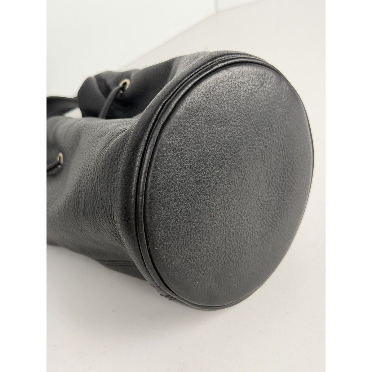 Balenciaga Everyday XS Bucket Bag in Black Grained Leather with White Logo S-10