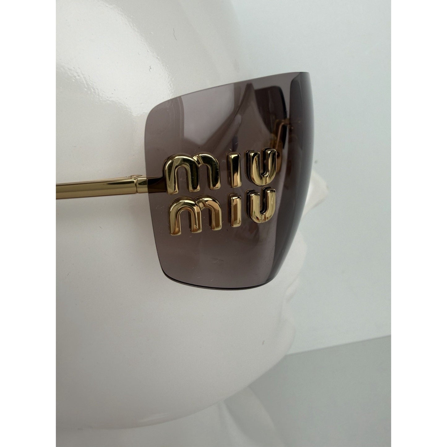 Miu Miu Aube MU 54YS Sunglasses in Gold-Tone Frame & Mauve Lenses S