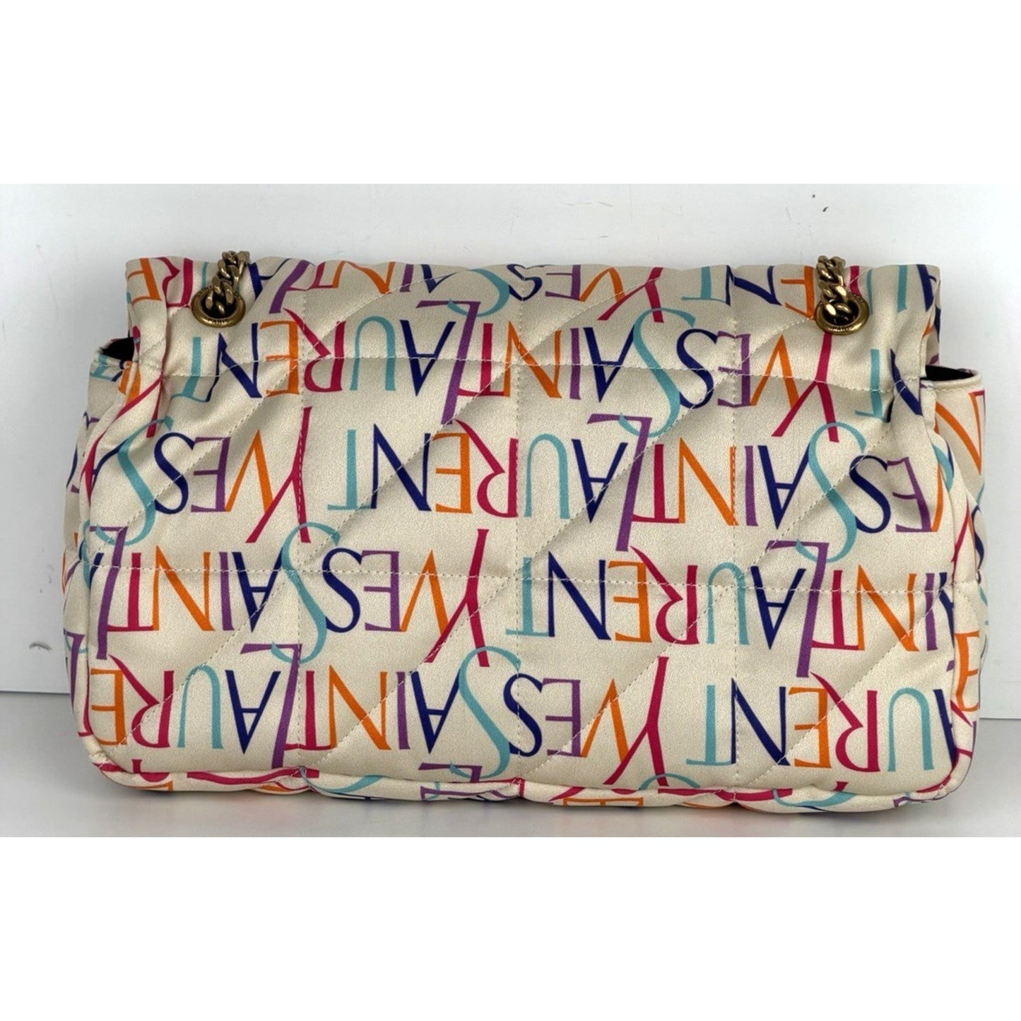 Saint Laurent Multicolor Satin Jamie Medium Bag with Leather Trim B-3