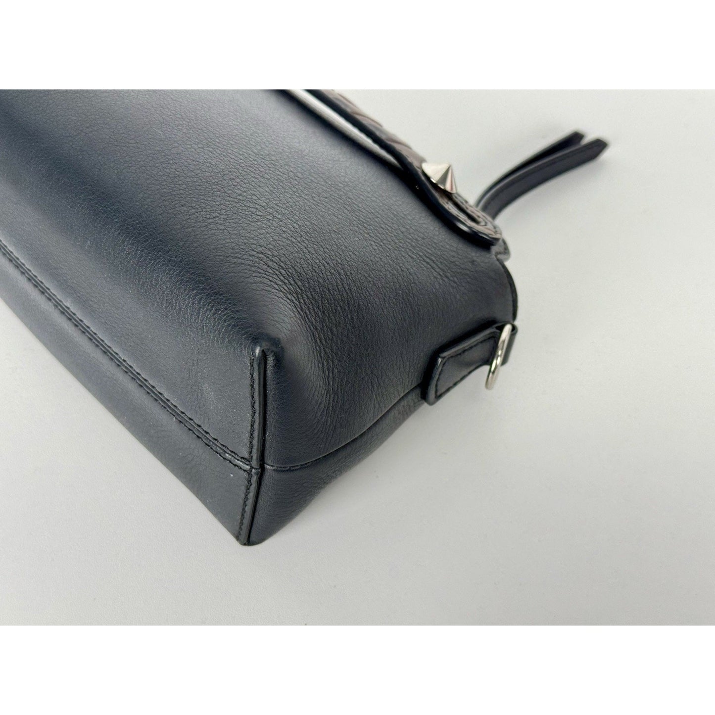 Fendi By The Way Mini Bag Black Leather Brown Trim B-1