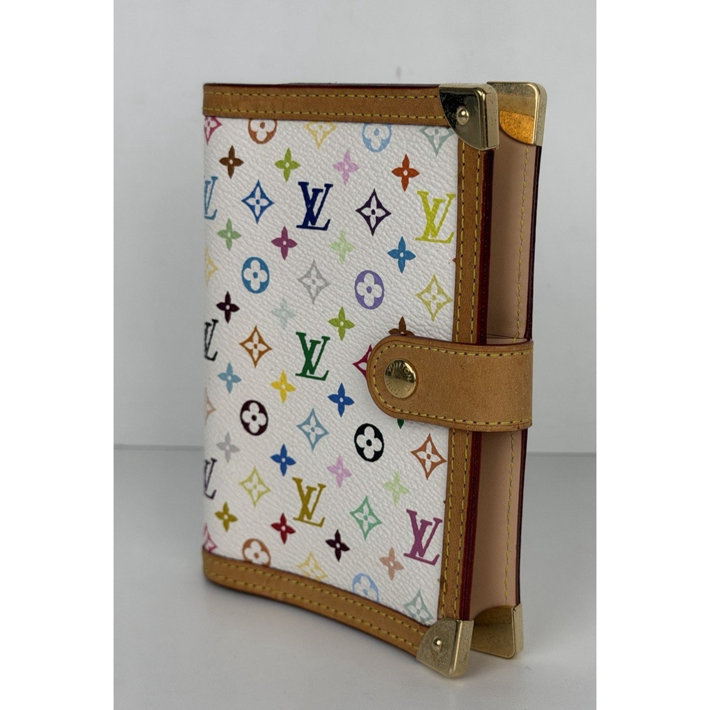 Louis Vuitton Monogram Multicolor Small Ring Agenda Cover in White 2007