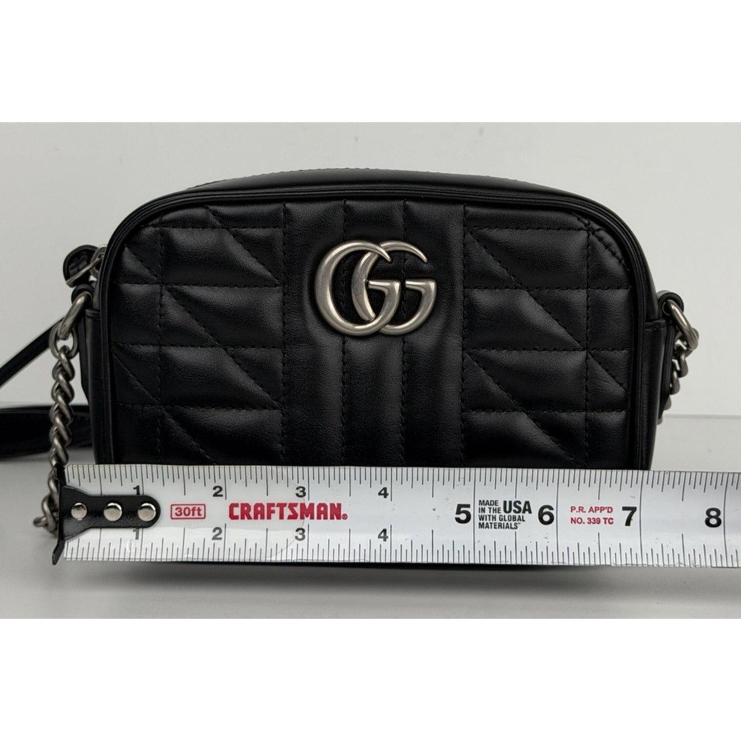 Gucci GG Marmont Mini Camera Crossbody Bag in Black Matelasse Leather S-14