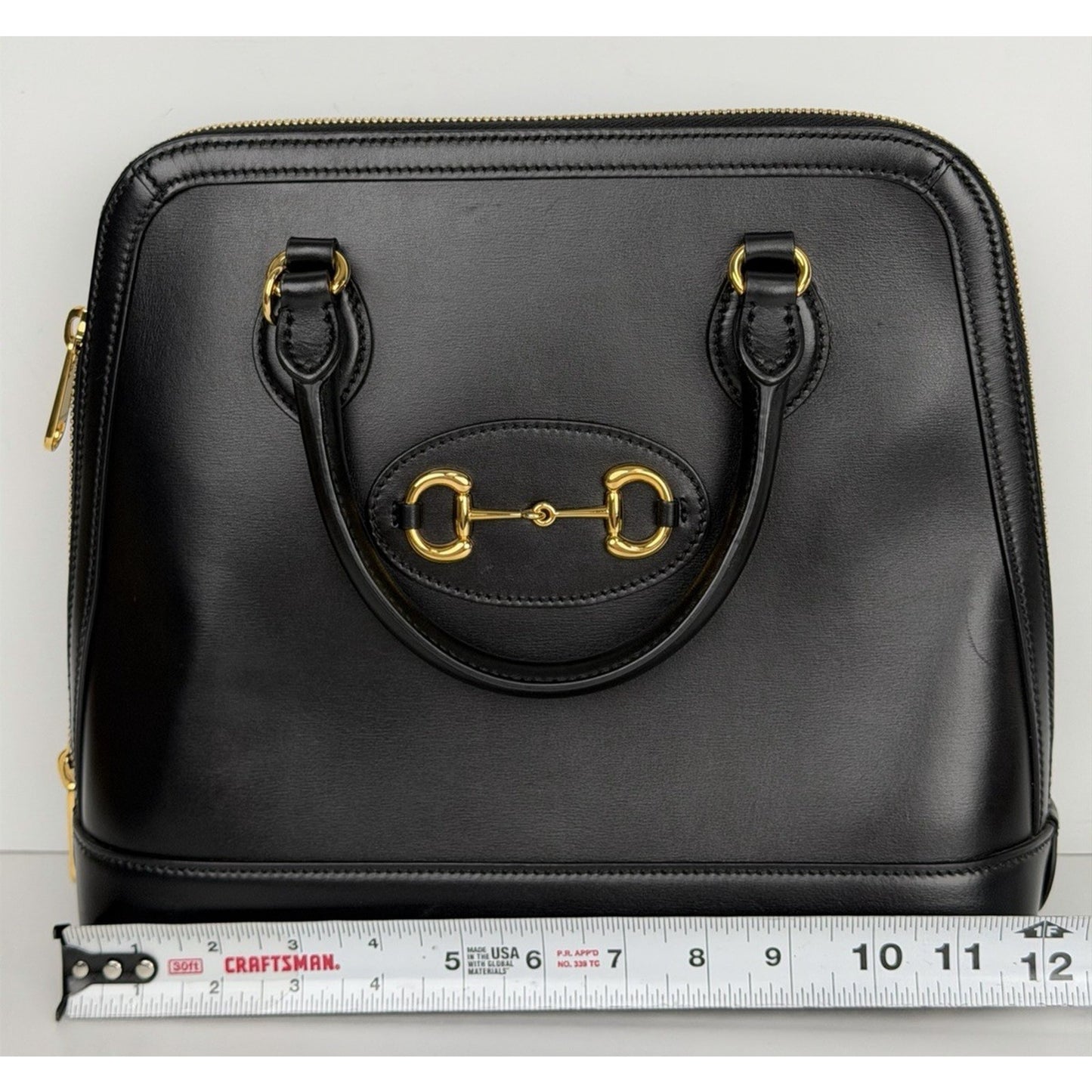 LAYAWAY Gucci Horsebit 1955 Medium Top Handle Bag in Black Smooth Leather C5