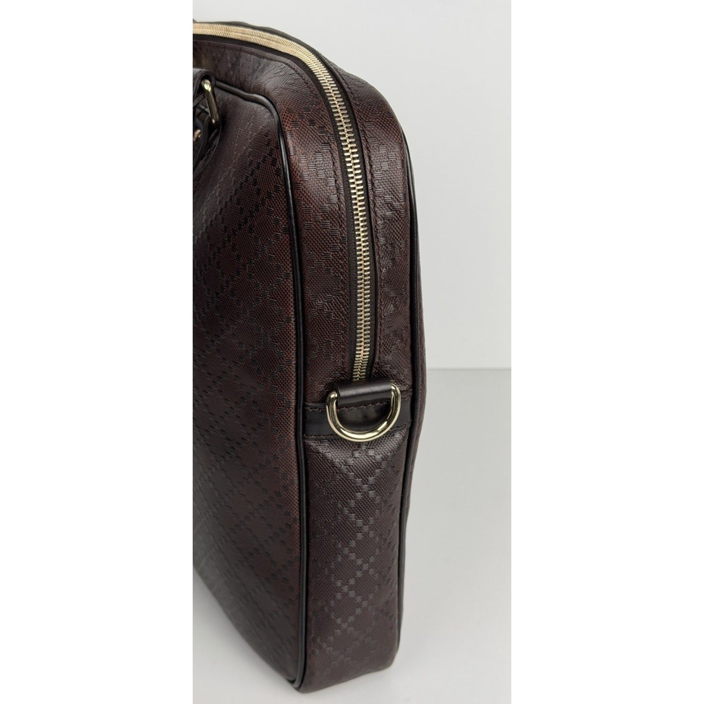 GUCCI Guccissima GG Unisex Brown Leather Briefcase Large S