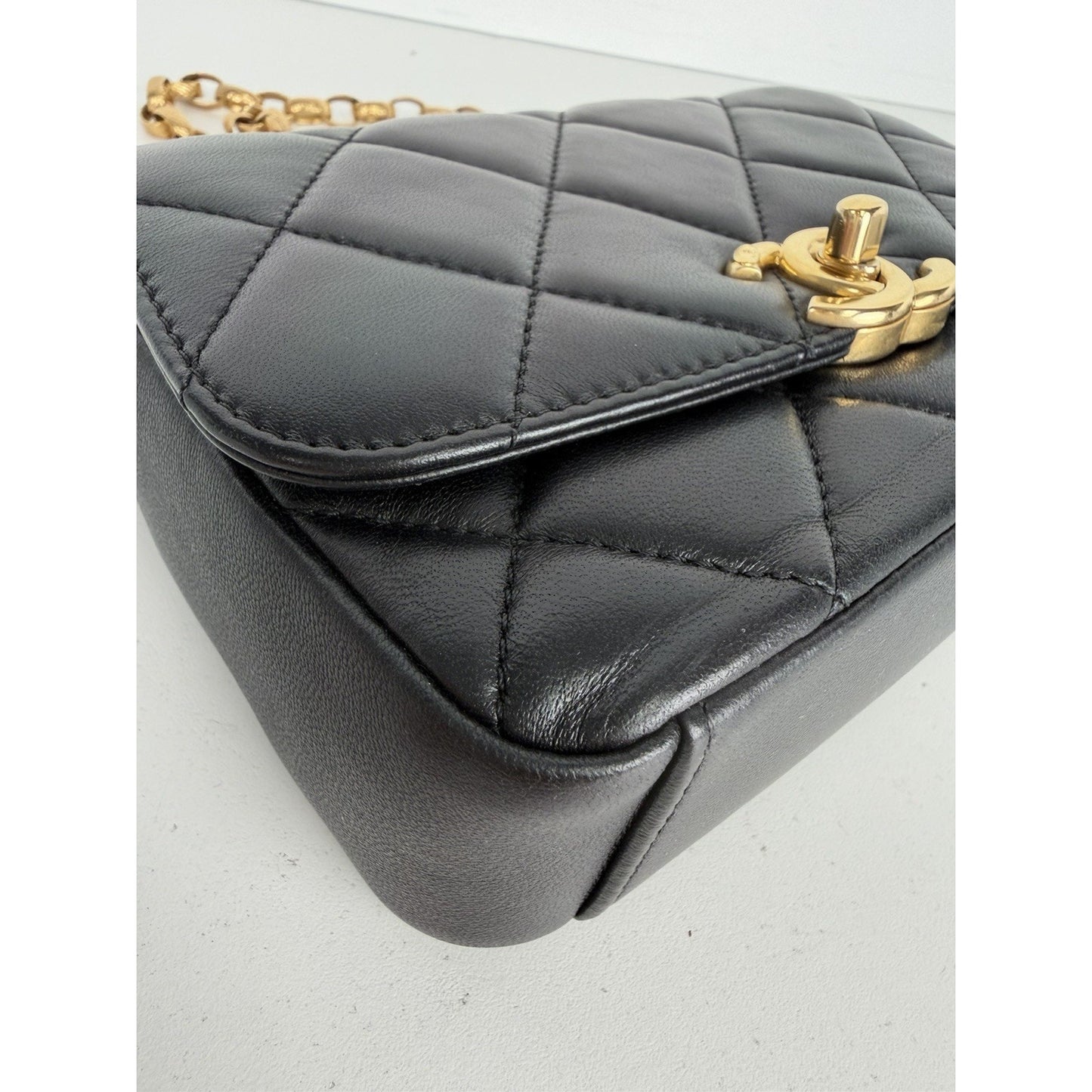 Chanel CC Coin Chain Flap Bag Small in Black Quilted Lambskin Leather 2020 F1