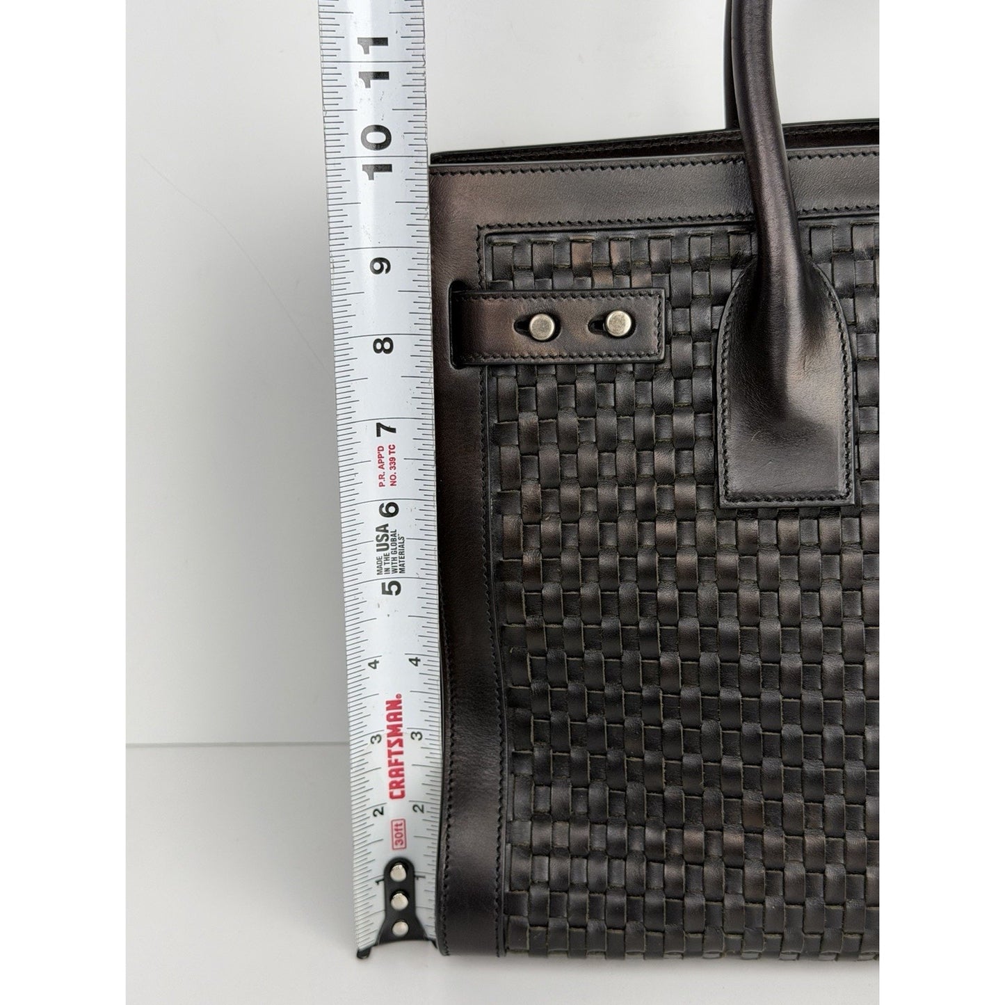 Saint Laurent Woven Sac de Jour Top Handle Bag Small in Black Leather S