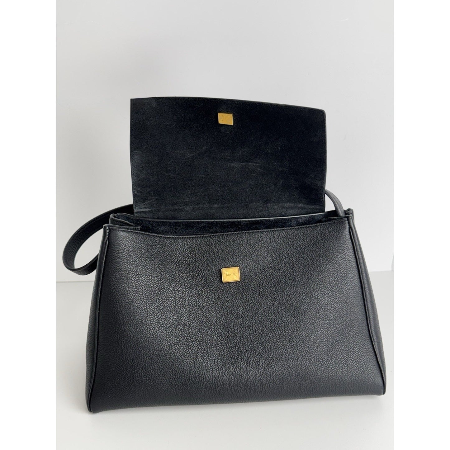 Khaite Audrey Shoulder Bag in Black Grained Leather D-9
