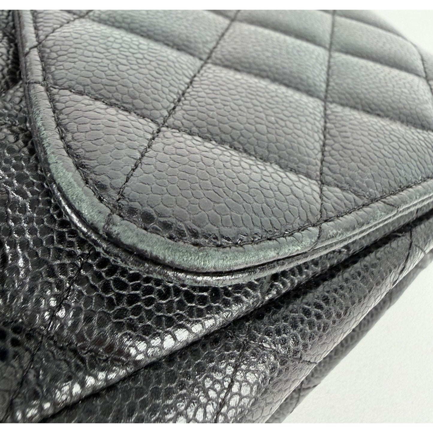 Chanel Jumbo Classic Double Flap Bag Black Quilted Caviar Leather 2008-2009 D3