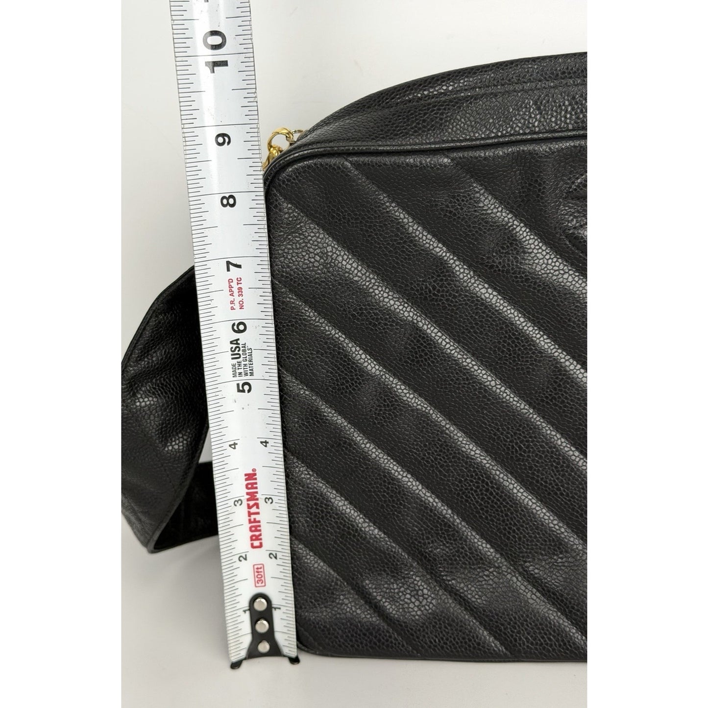 Chanel Chevron Caviar Camera Bag Large Vintage Black Quilted Leather 1991-1994 D8