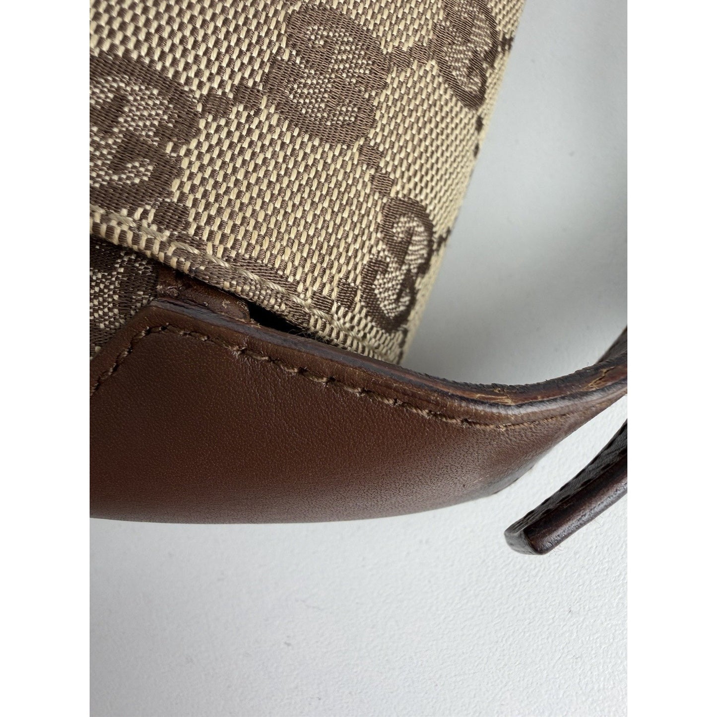 Gucci GG Vintage Jackie O Flap Bag Monogram Canvas & Piston Closure S09