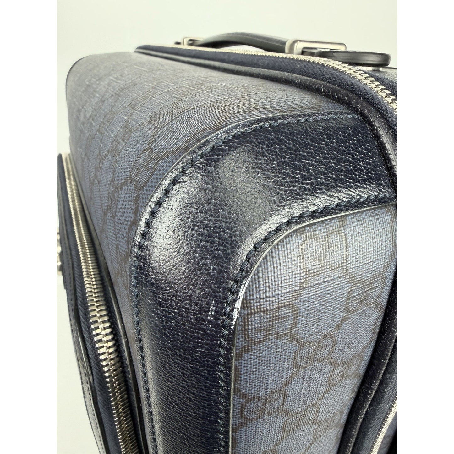 Gucci Ophidia GG Small Cabin Trolley in Blue/Black GG Supreme Coated Canvas
