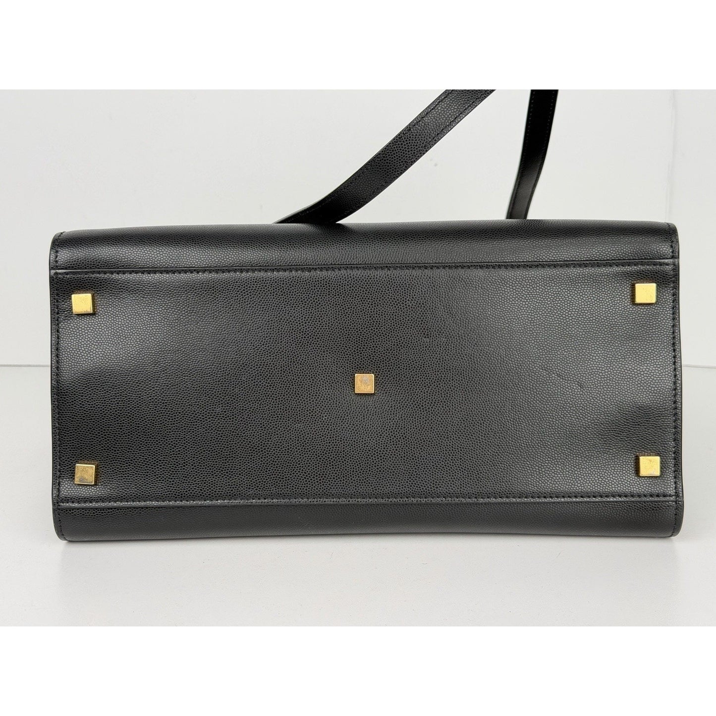 Saint Laurent Uptown Medium Tote Bag in Black Leather with Gold-Tone Hardware S
