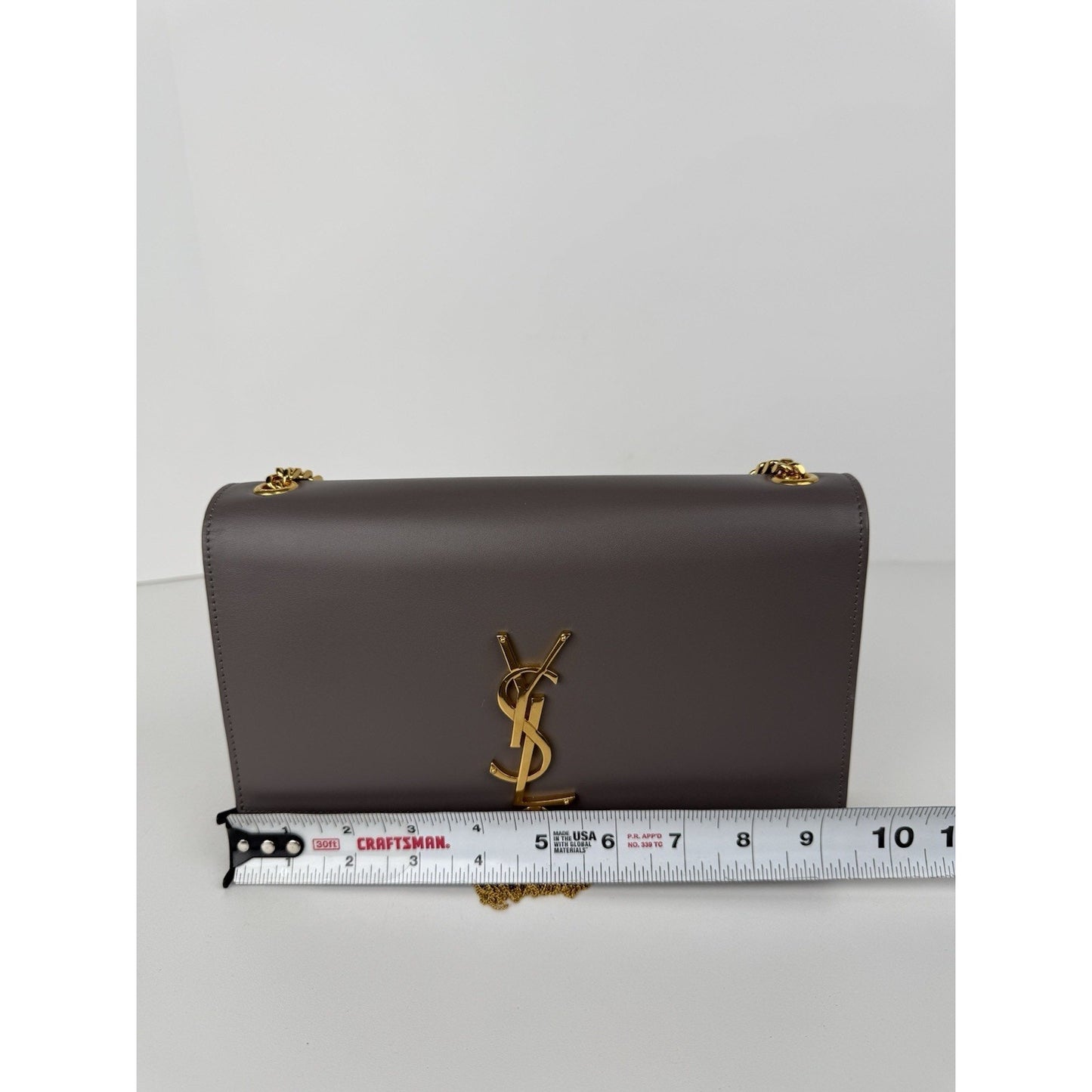 SAINT LAURENT Kate Medium Gray Leather Shoulder Bag