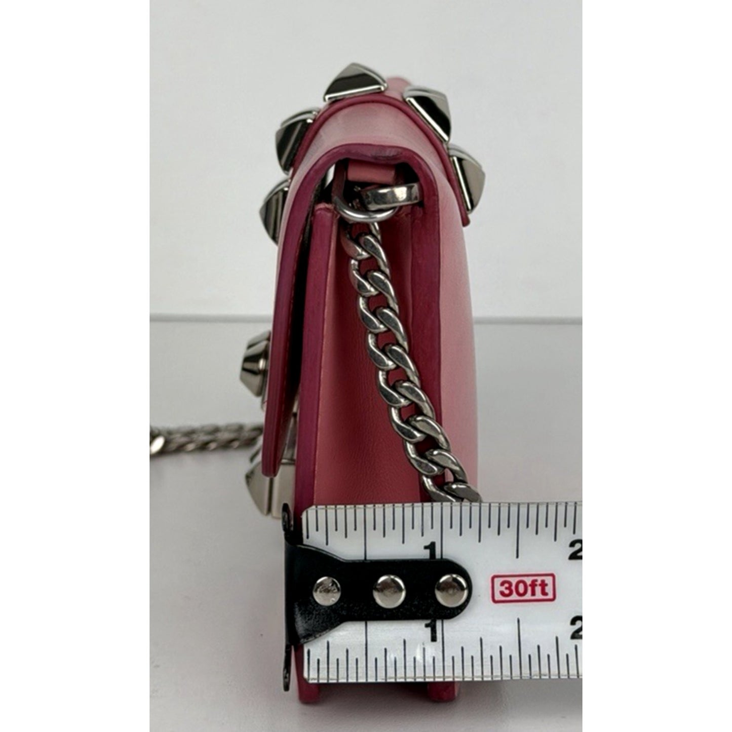 Prada City Elektra Crossbody Wallet on Chain Bag Mini in Pink Calfskin Studded S