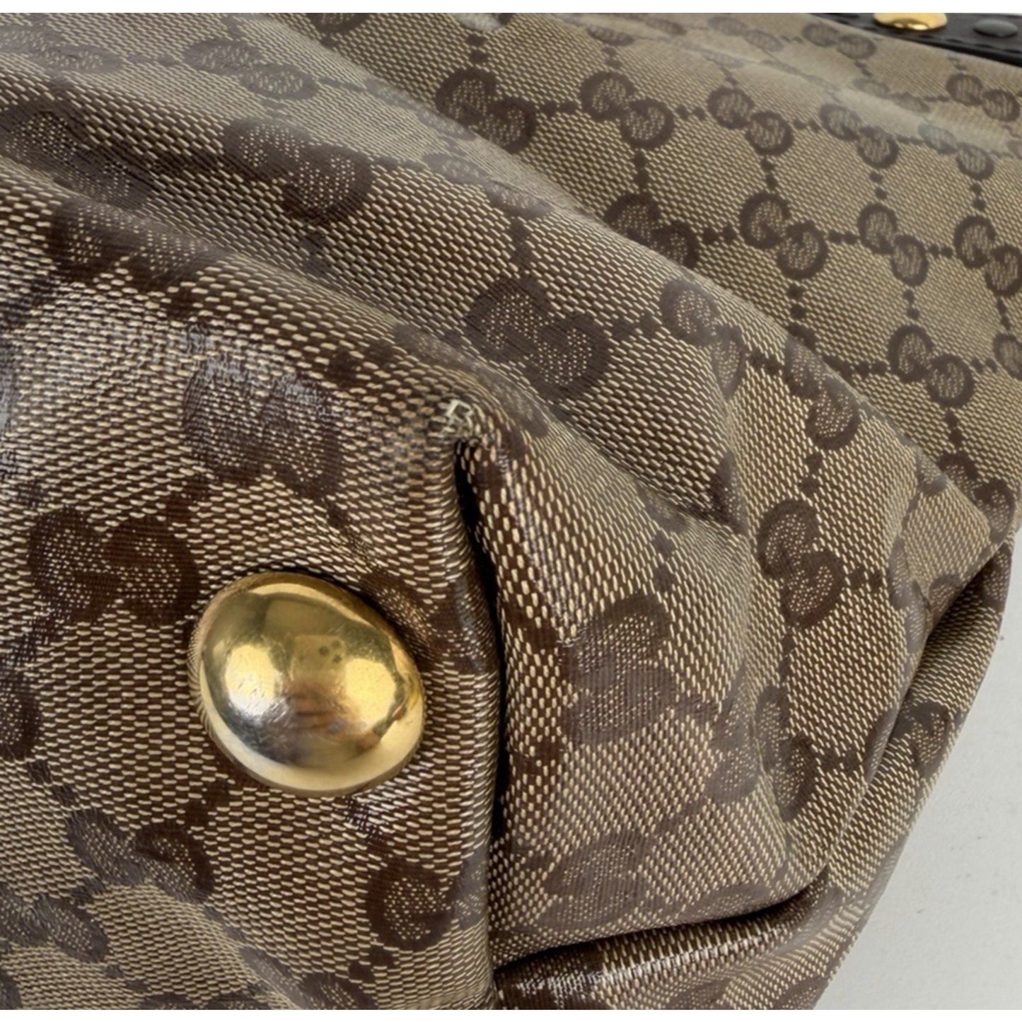 Gucci GG Crystal Babouska Medium Tote Bag in Brown Coated Canvas S10