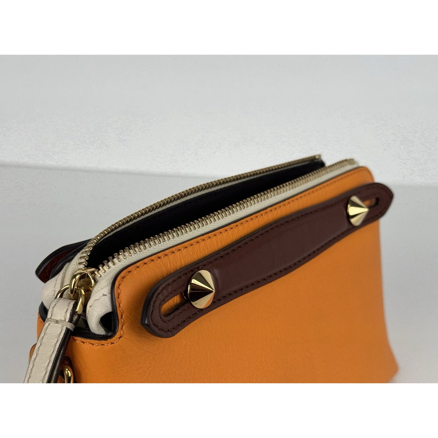 Fendi By The Way Leather Handbag Orange and Brown D-1