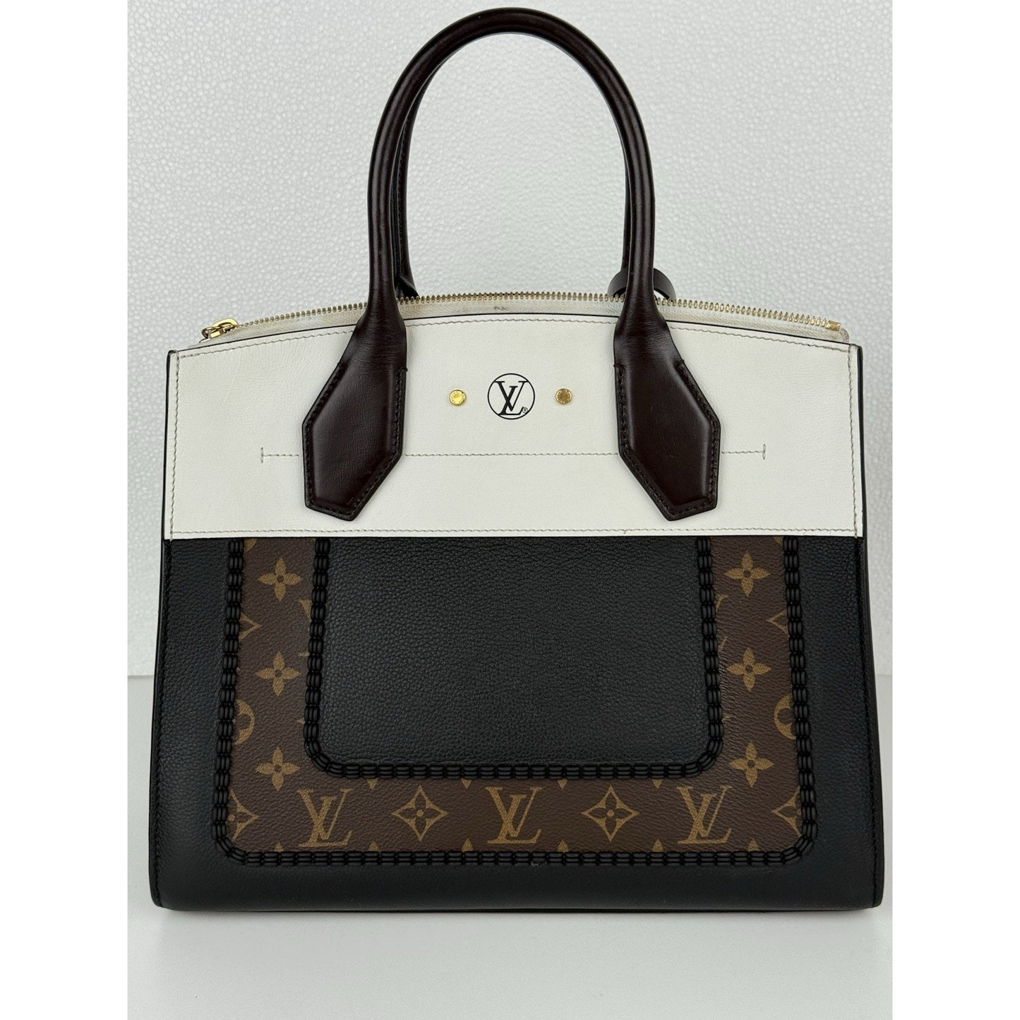 Louis Vuitton City Steamer Mm Monogram Black & White Shoulder Bag