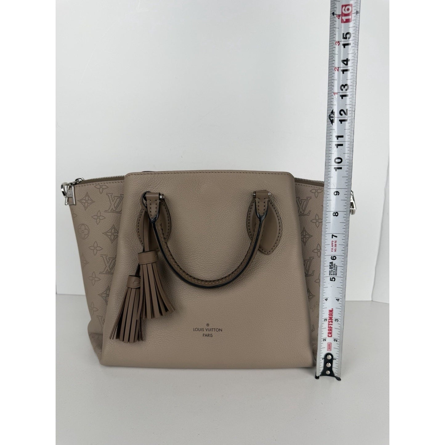 Louis Vuitton Haumea Top Handle Bag in Beige Galet Mahina Leather 2018 B-1