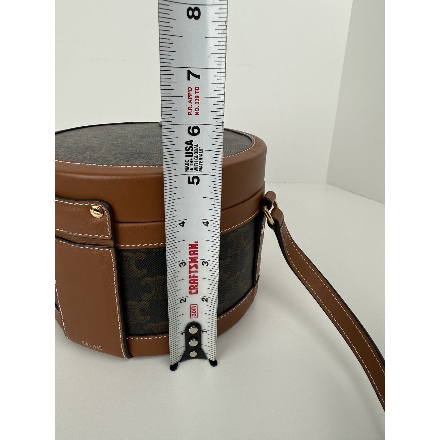 Celine Triomphe Tambour Brown Leather Shoulder Bag