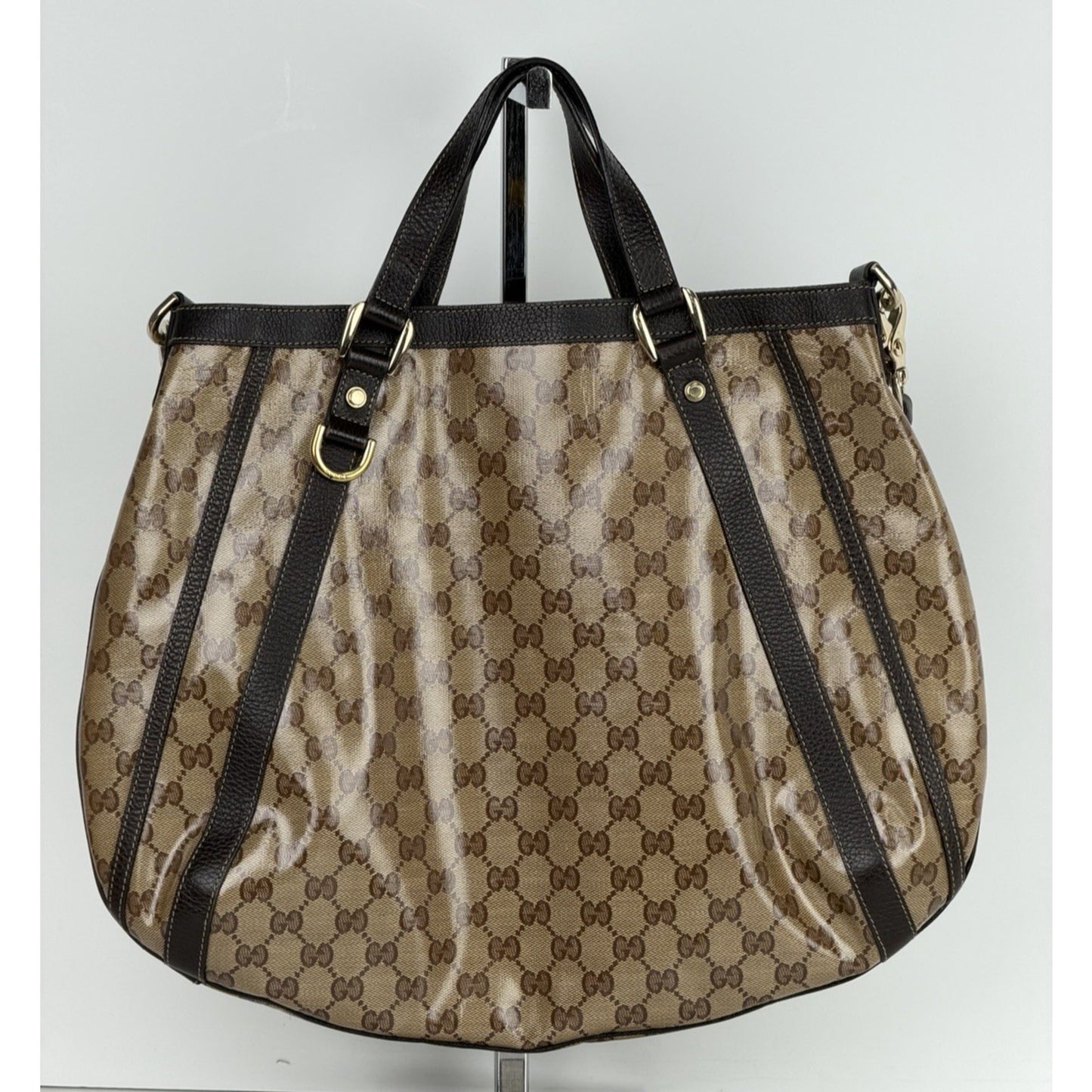 Gucci GG Crystal Abbey Convertible Shoulder Medium Bag in Coated Canvas S