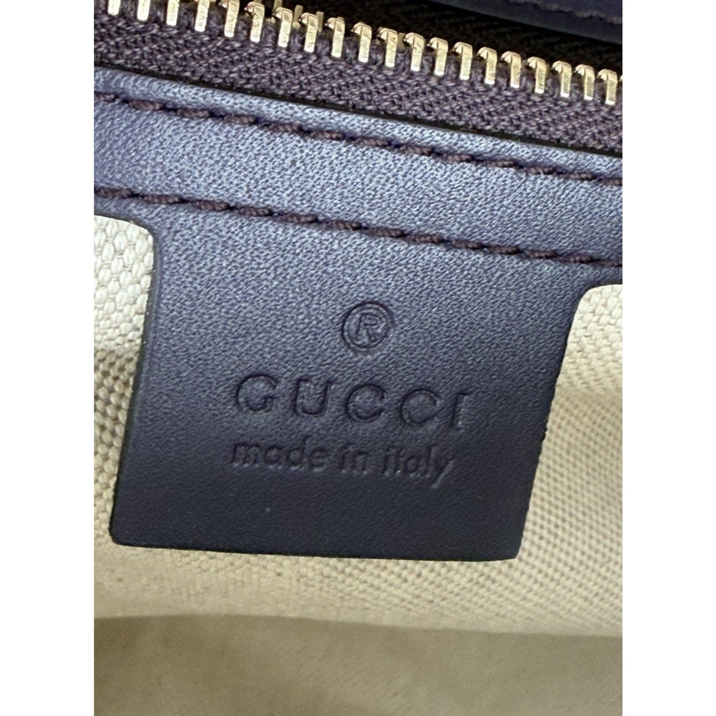Gucci Web Boston Medium Bag in Brown GG Monogram Canvas & Purple Trim S