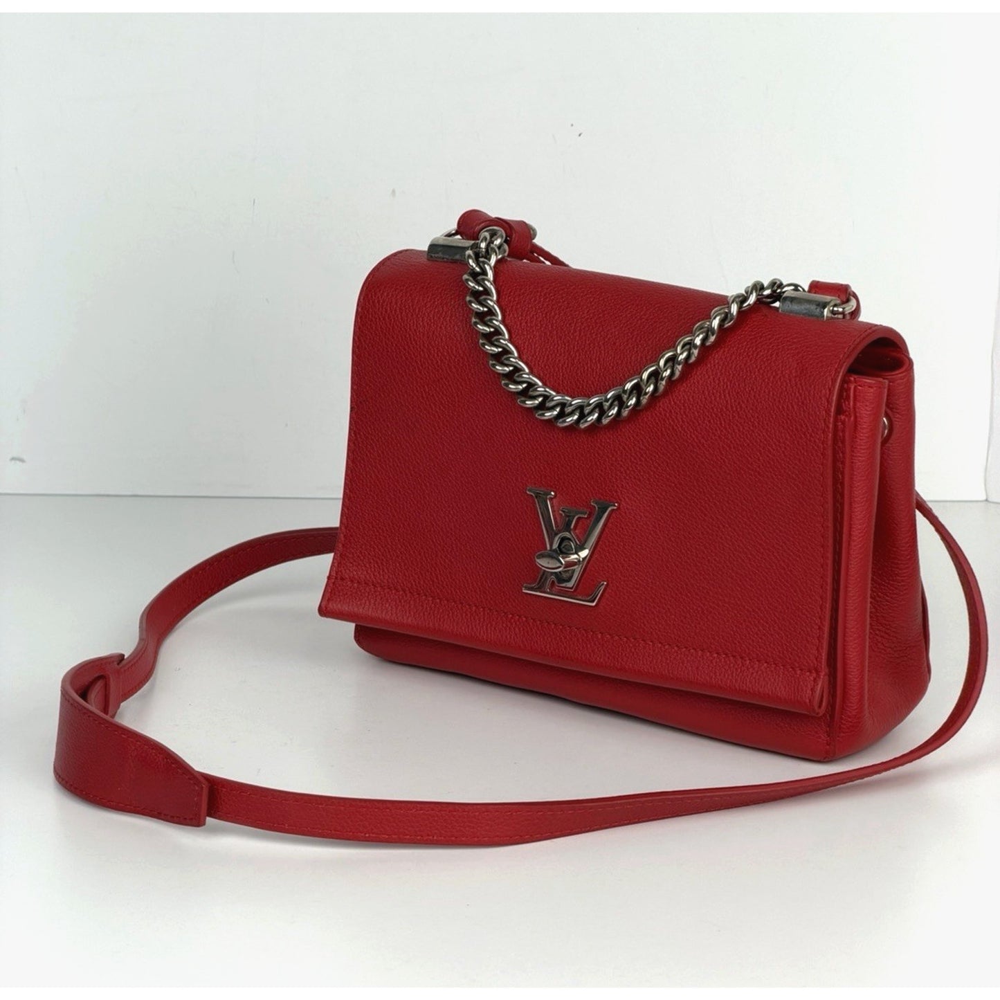 Louis Vuitton Lockme II Chain Crossbody Bag BB in Red Calfskin Leather 2016 S13