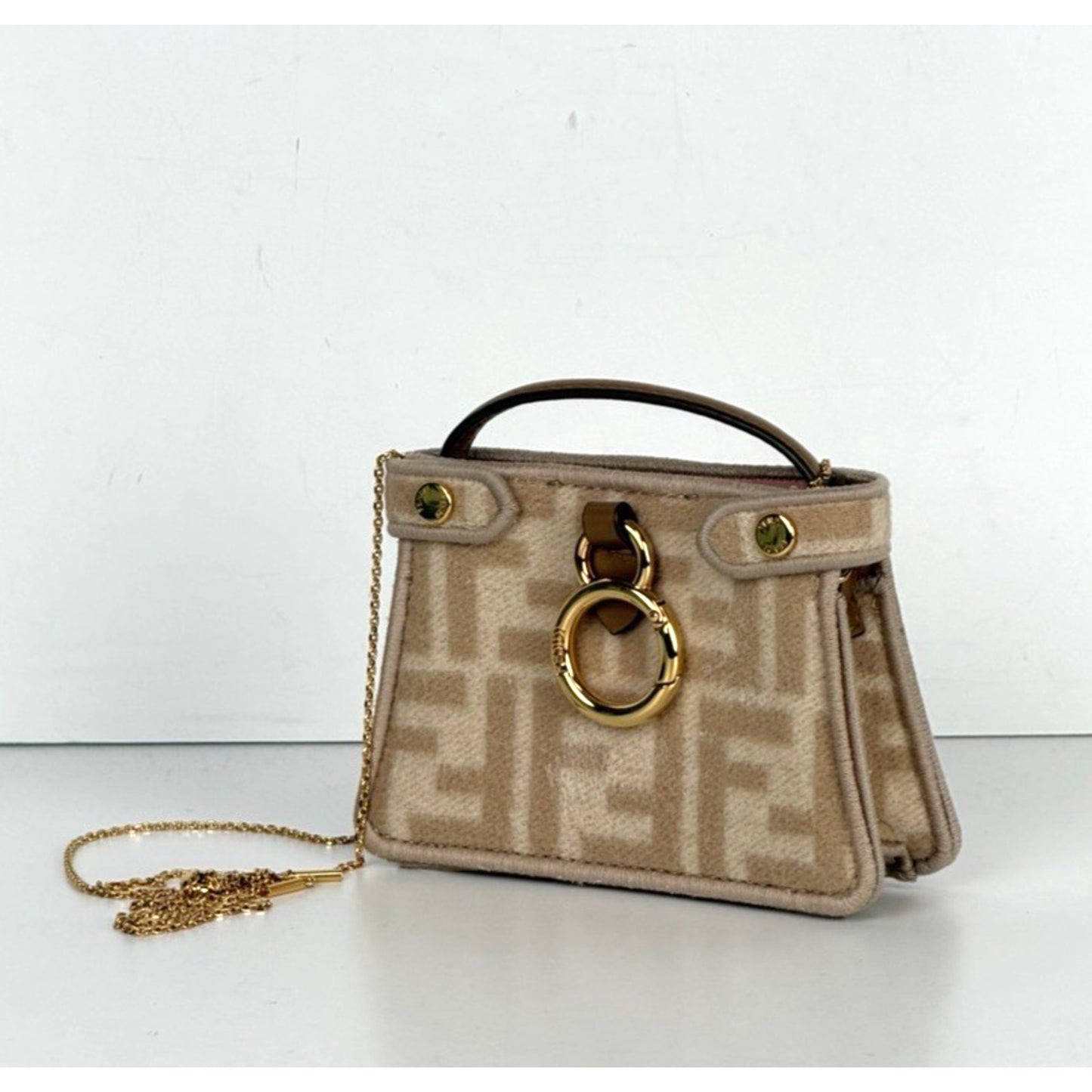 Fendi Nano Peekaboo Charm Bag in Iconic Zucca FF Monogram Canvas K3