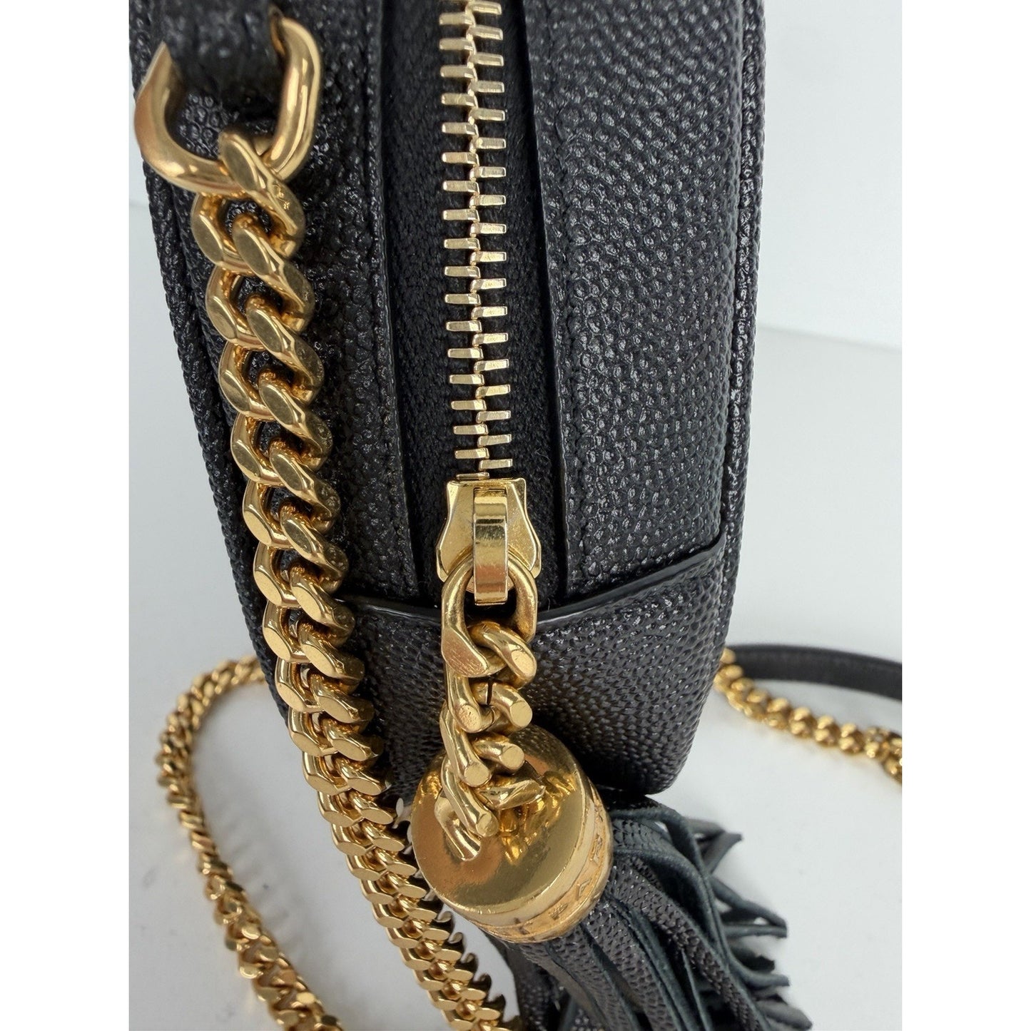 Saint Laurent Lou Camera Bag Mini in Black Quilted Grain De Poudre Leather S-01