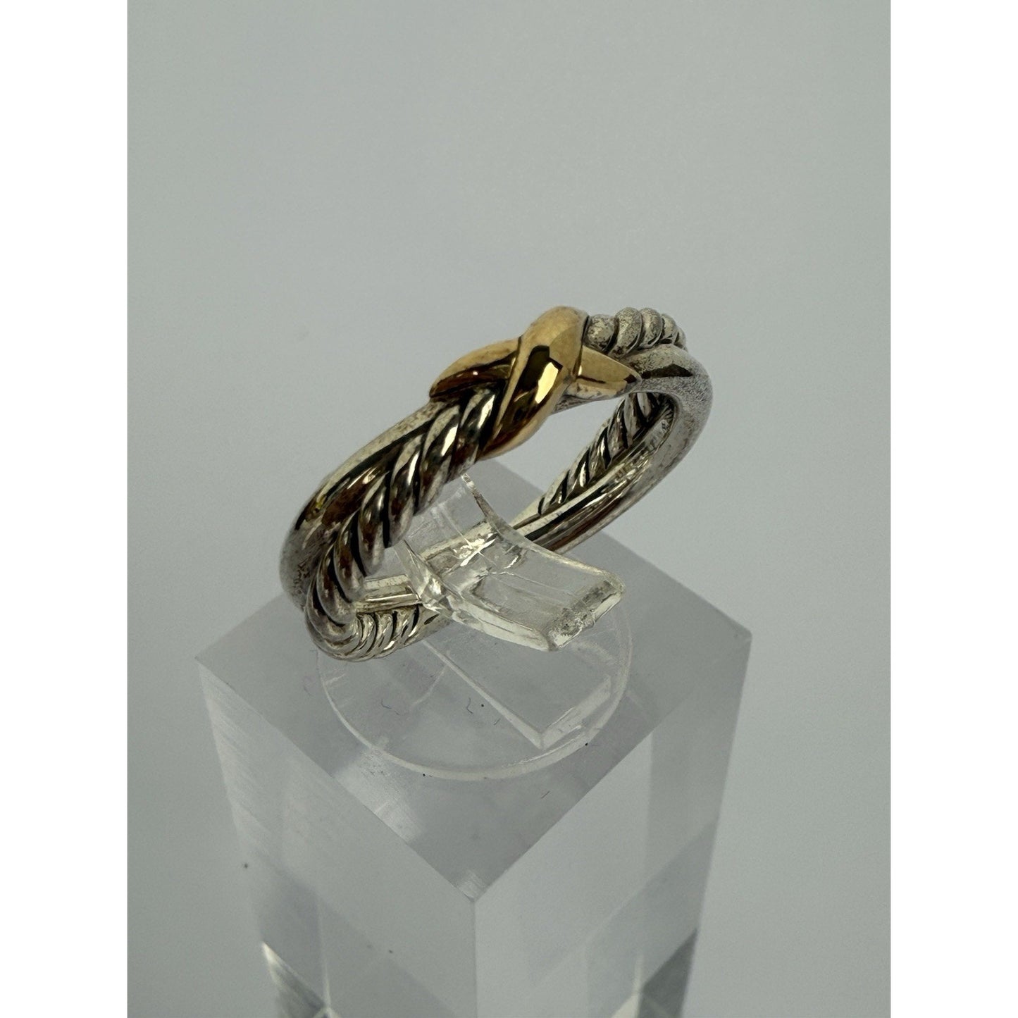 David Yurman Petite X Ring 4mm Steerling Silver & 18K Gold