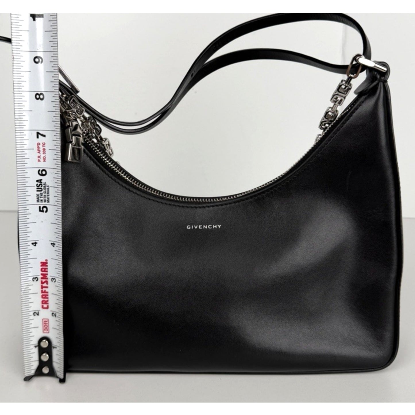 Givenchy Moon Cut Out Hobo Small Bag in Black Classic Smooth Leather S-08