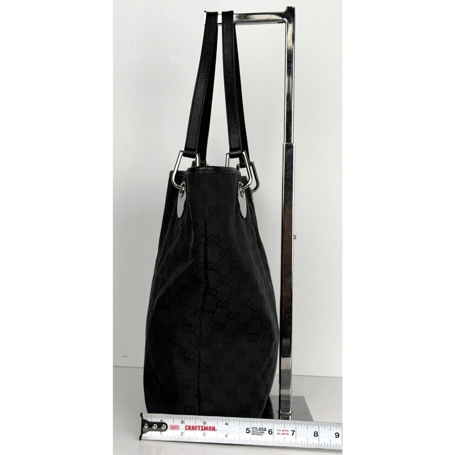 Gucci GG Canvas Eclipse Tote Bag Medium in Black GG Monogram Pattern S07