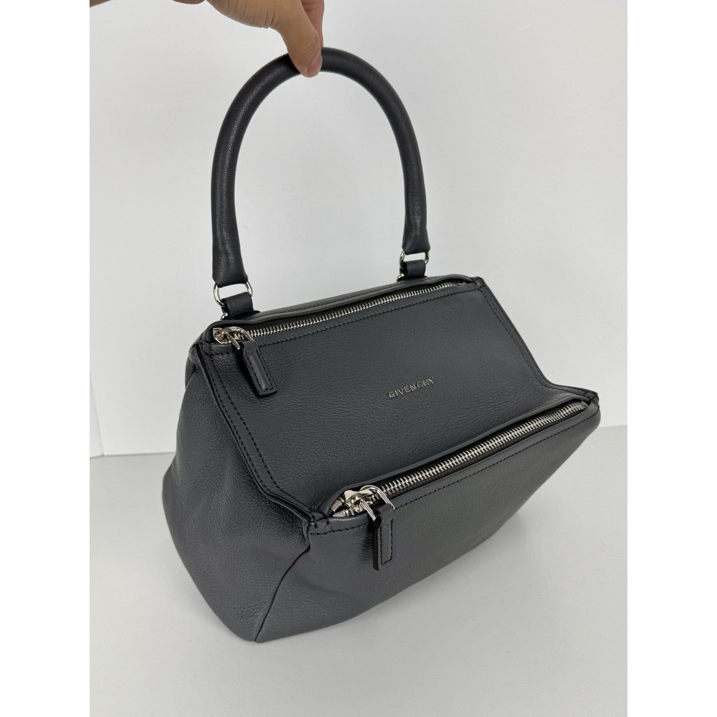 Givenchy Medium Pandora Shoulder Bag in Gray Grained Leather B-1
