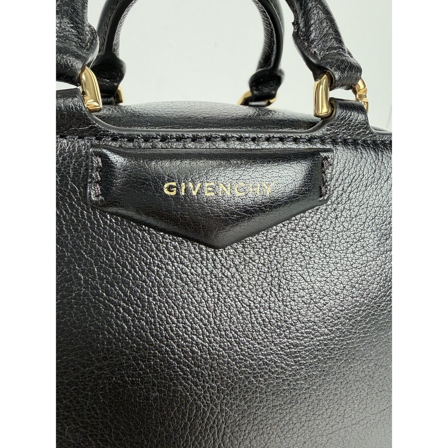 Givenchy Nano Antigona Cube Top Handle Bag in Black Shiny Leather