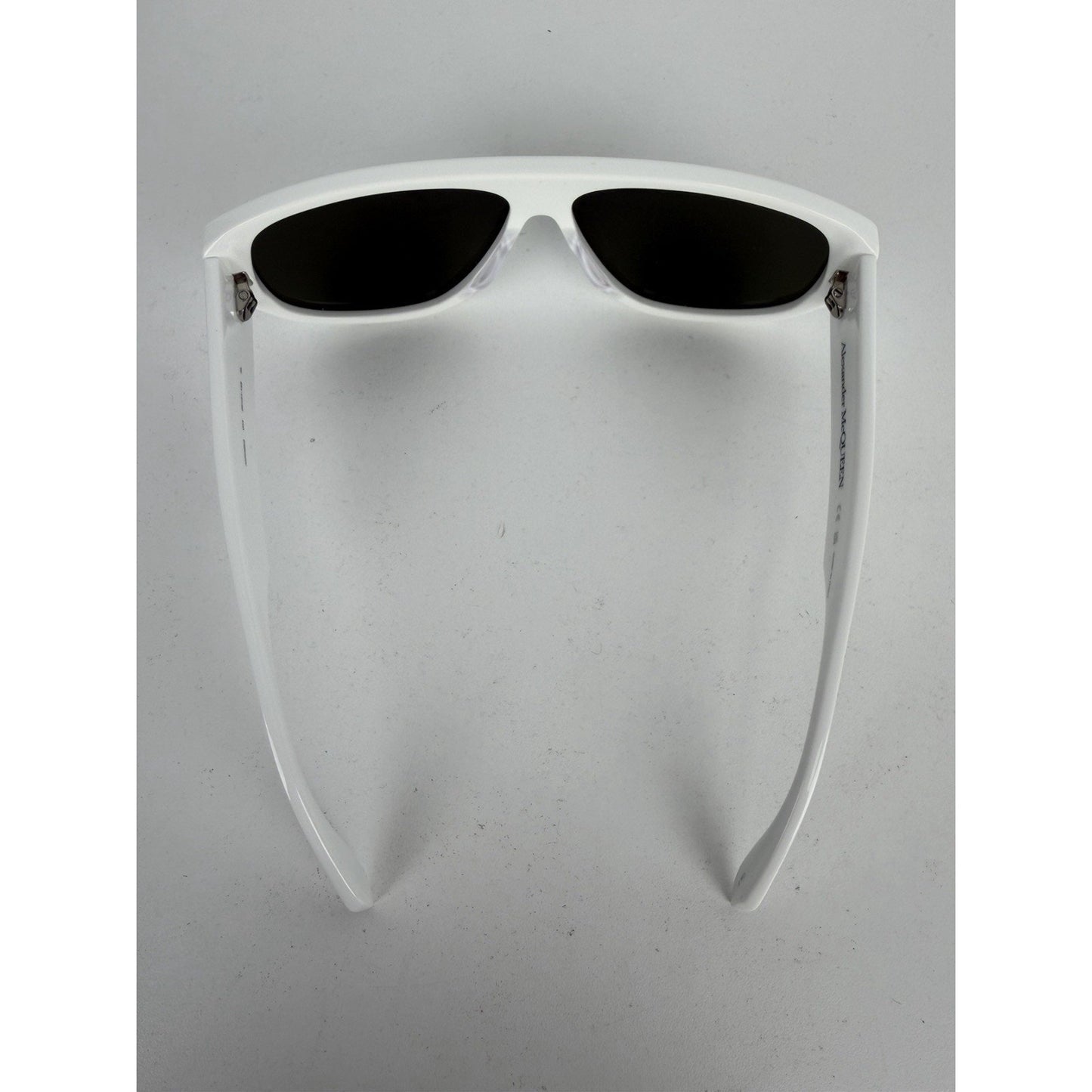 Alexander McQueen 003 Shield Sunglasses in White Frame with Dark Green Lenses K3