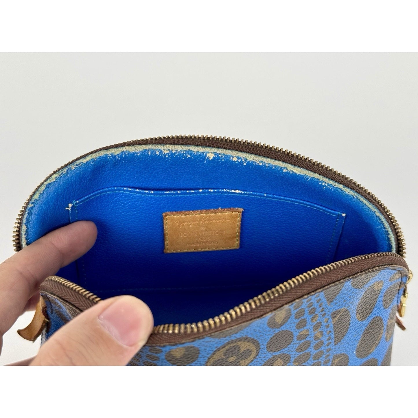 Louis Vuitton Yayoi Kusama Pumpkin Dots Cosmetic Pouch Blue Canvas C-7