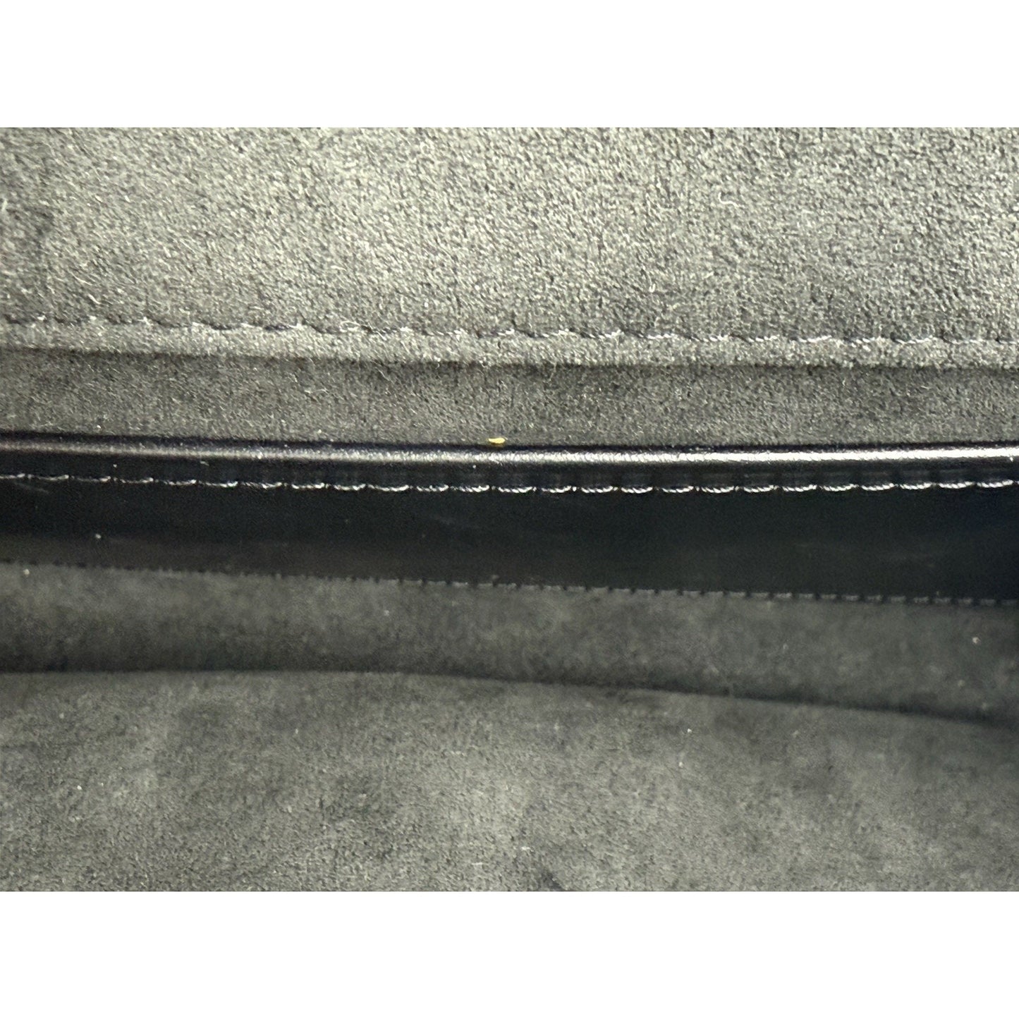 LOUIS VUITTON Black Calfskin Fleur De Lys Pochette Studded Chain Louise
