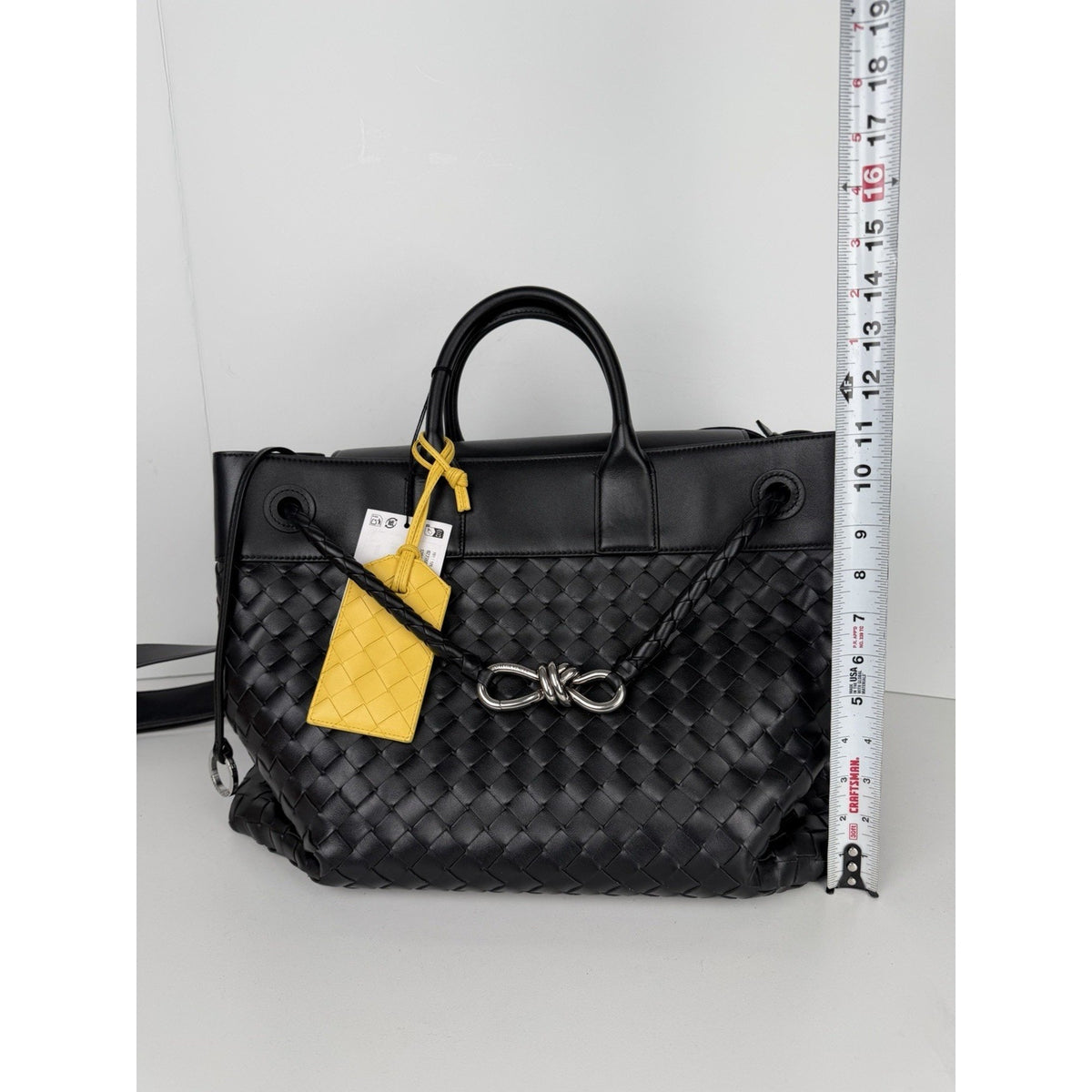 Bottega Veneta Andiamo Voyager Bag Unisex in Black Intrecciato Leather NFC C-3