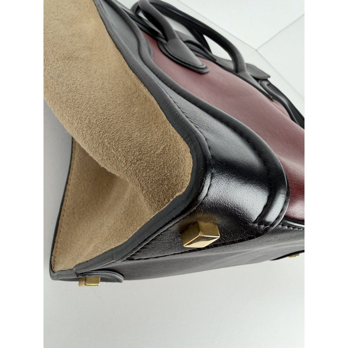 Celine Luggage Tote Bag Micro in Tri-Color Calfskin Leather and Suede S